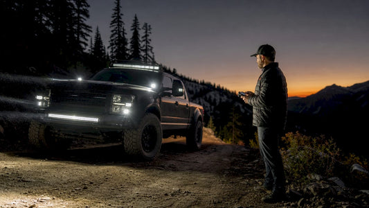 Truck with remote control lighting activated at night