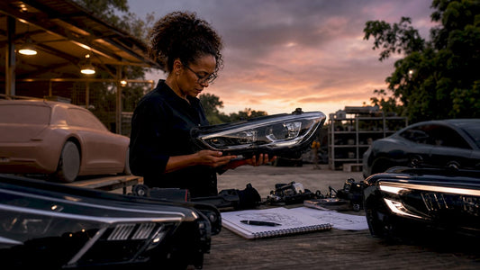 Lighting designer working on car headlamp
