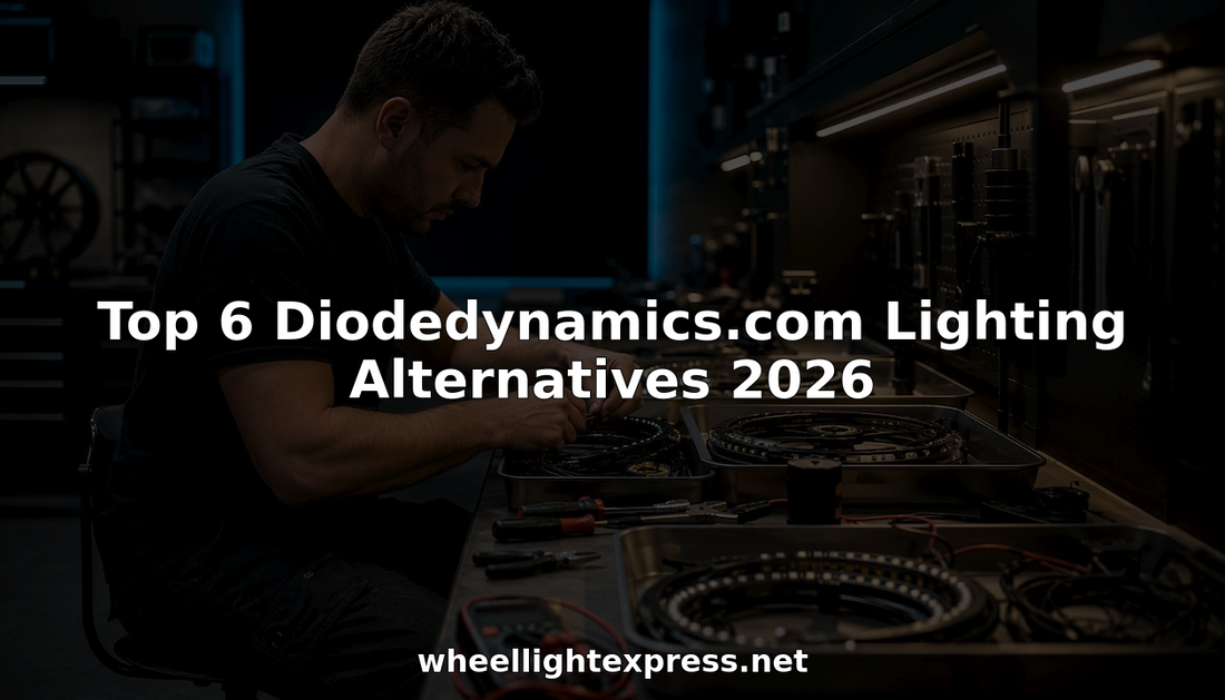Automotive enthusiast sorting LED lighting parts at workbench