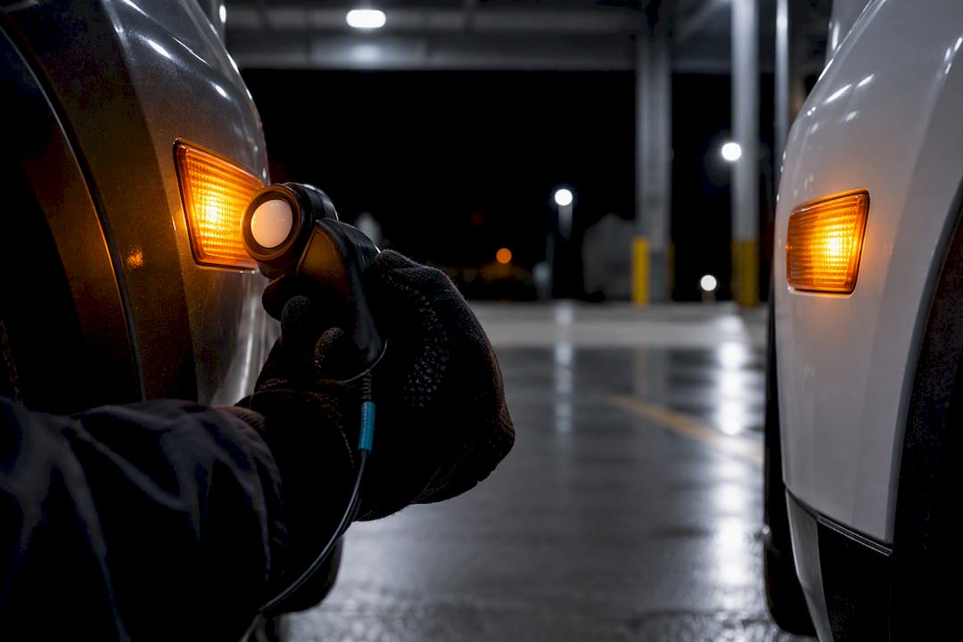 Technician comparing side marker brightness