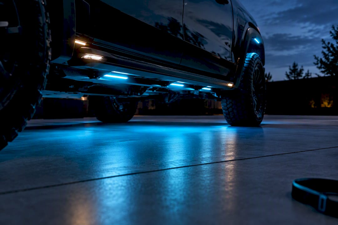 Anonymous truck lighting reveal at dusk