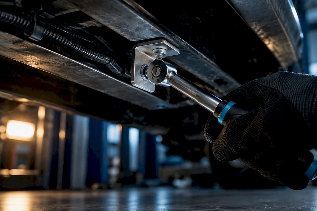 Close-up of a secured metal LED bracket
